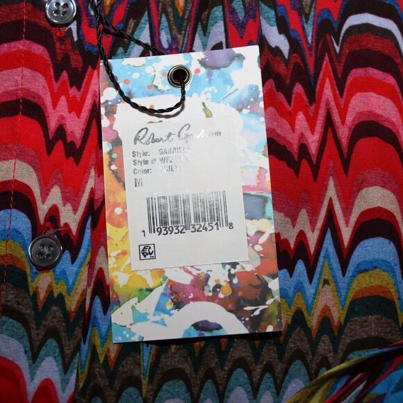 Robert Graham Womens Gabriela Chevron Print Rainbow Colorful Blouse Size Med NWT - Picture 6 of 11